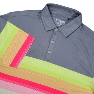 Columbia Golf Omni Wick Stinger‎ Polo Shirt Mens Large Colorblock Striped Summer